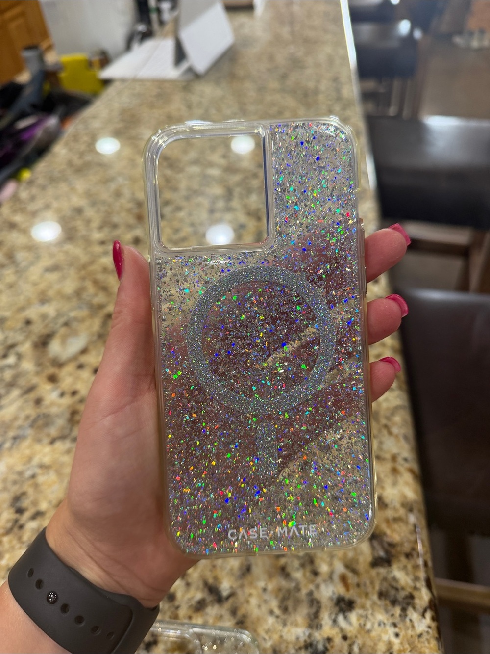 Case-Mate Glitter Clear Phone Case with MagSafe Compatibility -iPhone 15 Pro Max